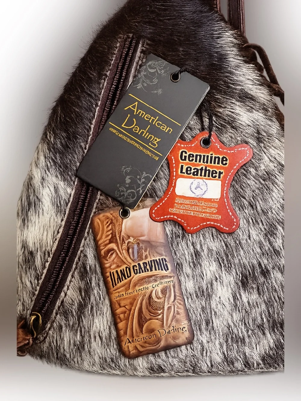 American Darling Hair-On Cowhide Leather Sling Backpack + Matching Card Holder⭐️